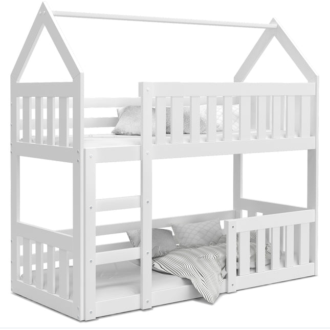 Patrová postel domečkova AJK 84 x 164 bílá včetně roštu a matraci