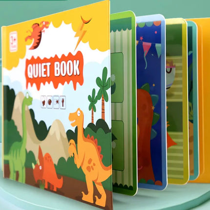 Montessori Quiet book -sticker book -Tichá knížka - sada 4 tichých knížek (dinosauři, cestování, podmořský svět, vesmír)