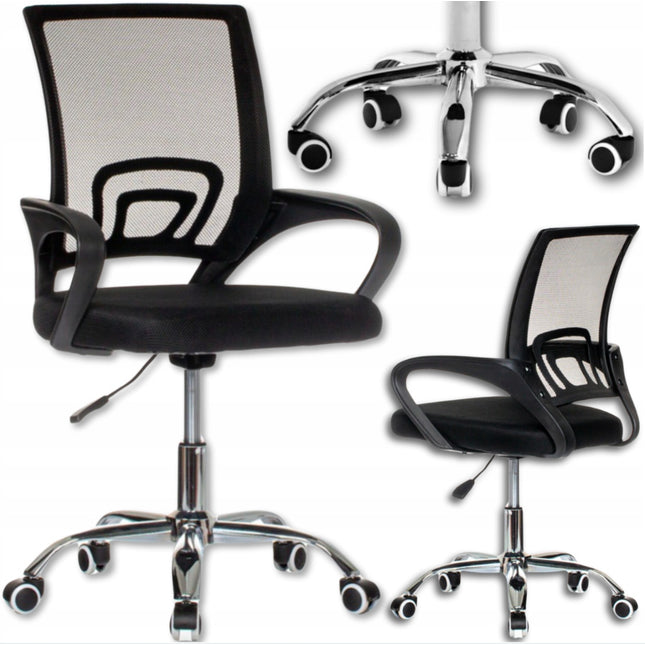 Otočná židle  pro děti a mládež, síťovina, černá