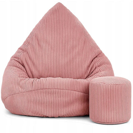 Manšestrový sedací vak pro děti PUDROVĚ RŮŽOVÝ + PODNOŽKA ZDARMA