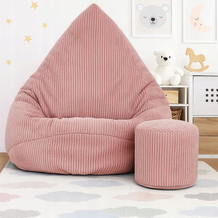 Manšestrový sedací vak pro děti ŠEDÝ + PODNOŽKA ZDARMA