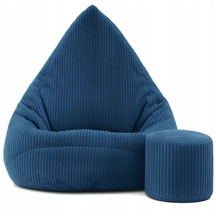 Manšestrový sedací vak pro děti TMAVĚ MODRÝ + PODNOŽKA ZDARMA