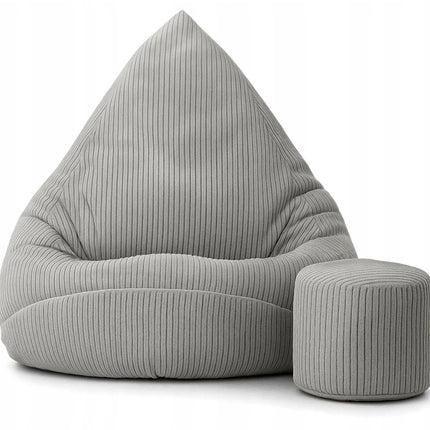 Manšestrový sedací vak pro děti ŠEDÝ + PODNOŽKA ZDARMA