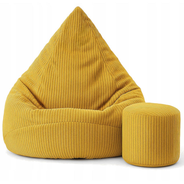 Manšestrový sedací vak pro děti ŽLUTÝ + PODNOŽKA ZDARMA