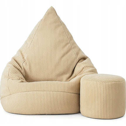 Manšestrový sedací vak pro děti BEŽOVÝ + PODNOŽKA ZDARMA