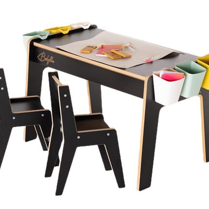 Dětský stůl se zásuvkou + 2 židličky + doplňky