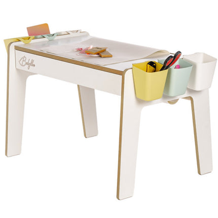 Dětský stůl se zásuvkou + 2 židličky + doplňky