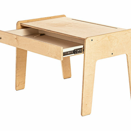 Dětský stůl se zásuvkou + 2 židličky + doplňky