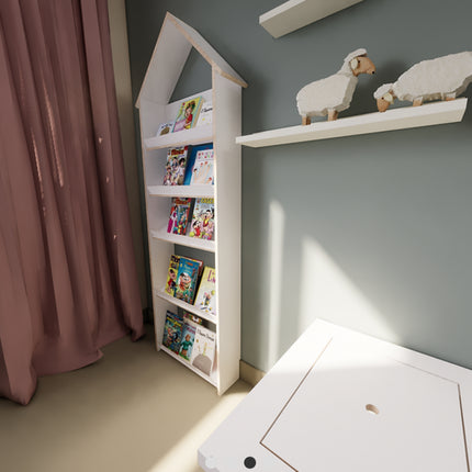 Dětská knihovnička Domek bílý – styl skandinávský | Montessori inspirace