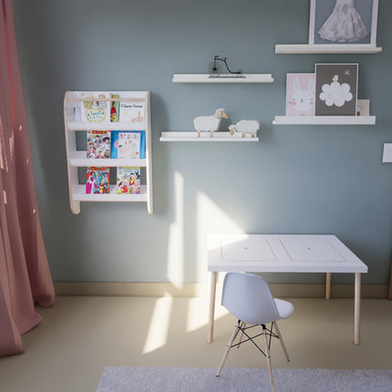 Dětská knihovnička bíla – skandinávský styl, 50 cm