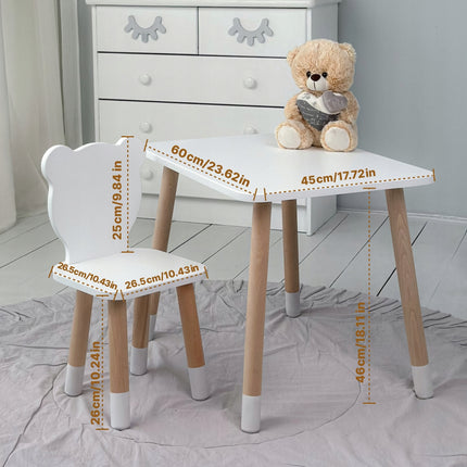 Dětský psací stůl a dřevěná židlička medvídek