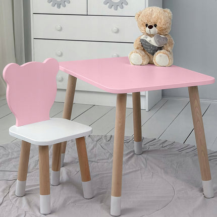 Dětský psací stůl a dřevěná židlička medvídek