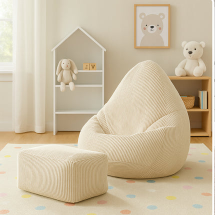 Manšestrový BOHO sedací vak SAKO + podnožka Maly