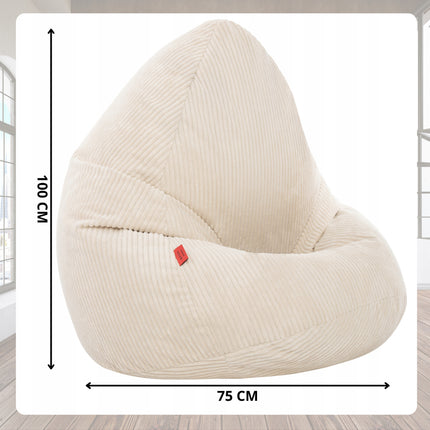 Manšestrový BOHO sedací vak SAKO + podnožka Maly