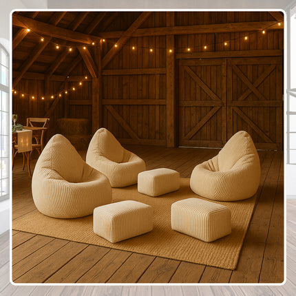 Manšestrový BOHO sedací vak SAKO + podnožka Maly