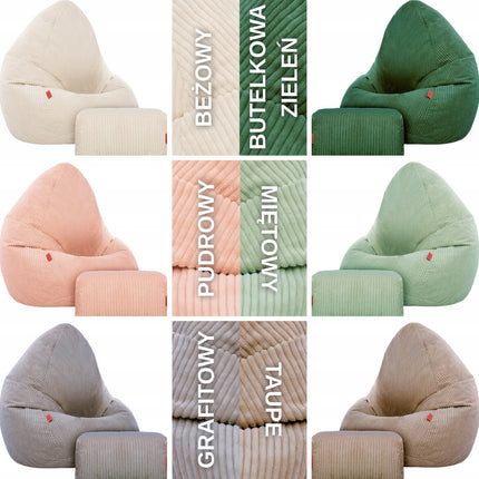 Manšestrový BOHO sedací vak SAKO + podnožka Maly