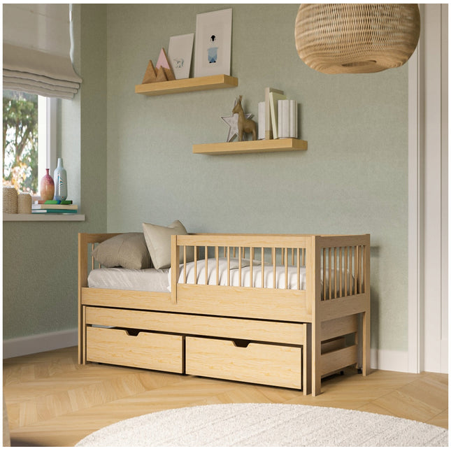 Dětská postel s přistýlkou SOFI  80X160 Bílá Prirodni borovice