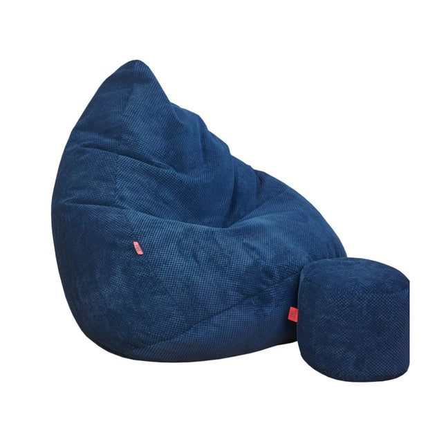 Sedací vak + podnožník tmavě modrý Sako Loft samet