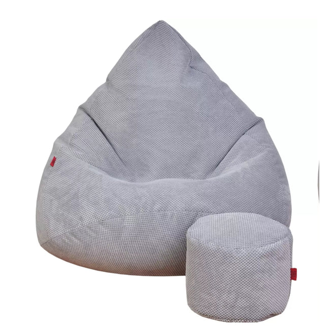 Sedací vak + podnožník šedý Sako Loft samet