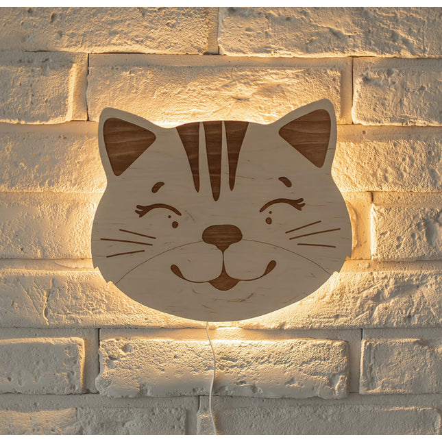 Dětská nástěnná lampička kočka