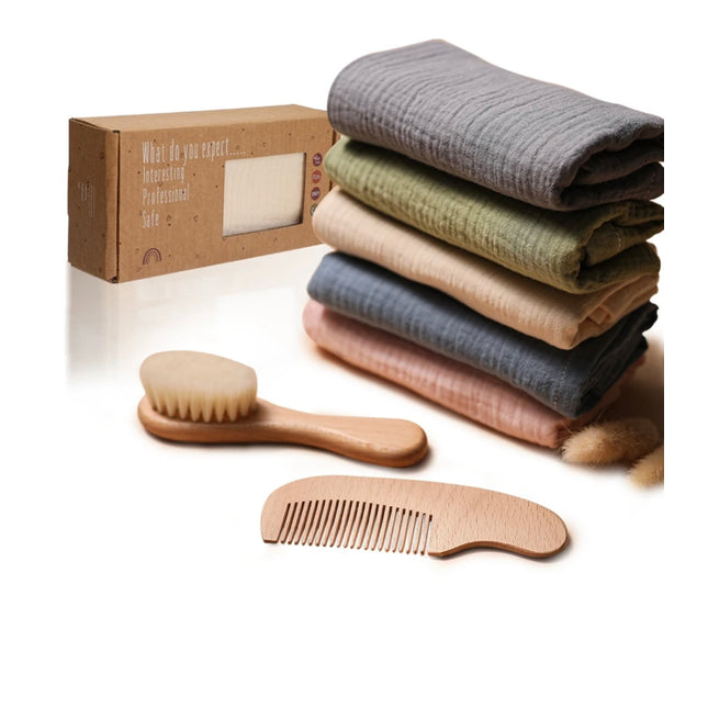 Hřeben a kartáč Dárková sada pro miminko - 3 ks -Baby shower béžova