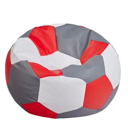 Sedací vak Fotbalový MÍČ XXXXL 100cm + podnožník bílo ‑ šedo ‑ červený