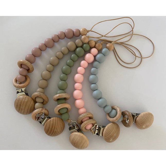 Přívěšek s klipem na dudlík - béžový hnědý