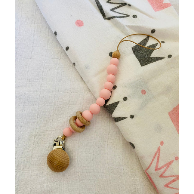 Přívěšek s klipem na dudlík - růžový