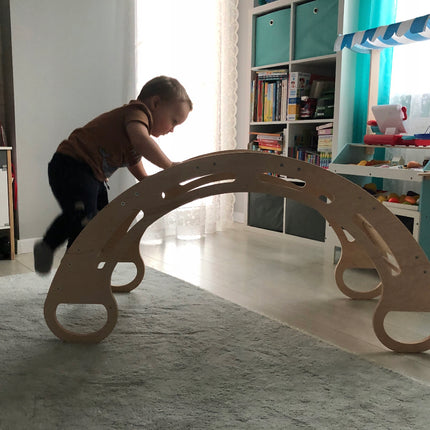 Montessori houpačka s polštářem (v šedé barvě) MAX 120 cm, 130kg, přírodní, 5 v 1,  7 v 1, CE