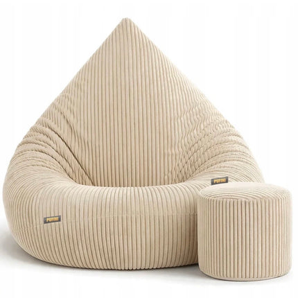 Manšestrový sedací vak velký BEŽOVÝ + PODNOŽKA ZDARMA