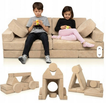 Molitanové modularni hřiště sofa hrací pohovka bunkr - velká sada 14 dílu - 14 kreativních kostek