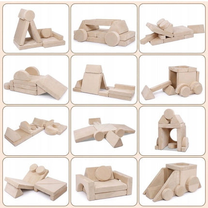 Molitanové modularni hřiště sofa hrací pohovka bunkr - velká sada 14 dílu - 14 kreativních kostek