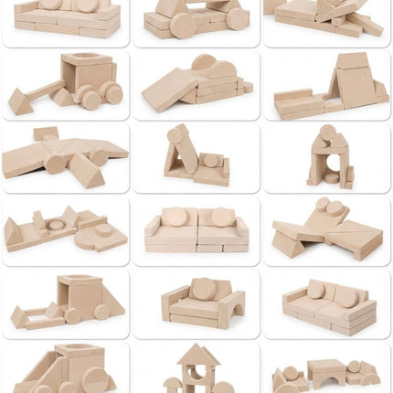 Molitanové modularni hřiště sofa hrací pohovka bunkr - velká sada 14 dílu - 14 kreativních kostek