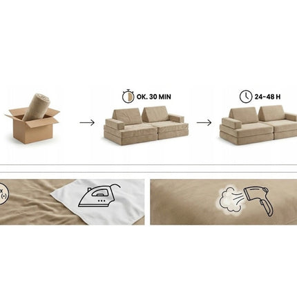 Molitanové modularni hřiště sofa hrací pohovka bunkr - velká sada 14 dílu - 14 kreativních kostek
