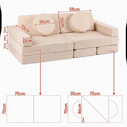 Molitanové modularni hřiště sofa hrací pohovka bunkr - velká sada 14 dílu - 14 kreativních kostek