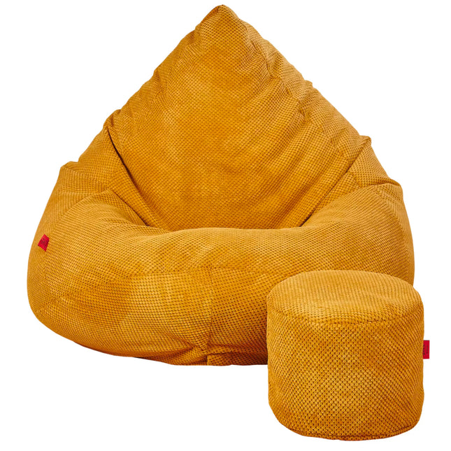 Sedací vak + podnožník žlutý Sako Loft samet