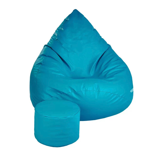 Sedací vak + podnožník tyrkysový z eko kůže střední