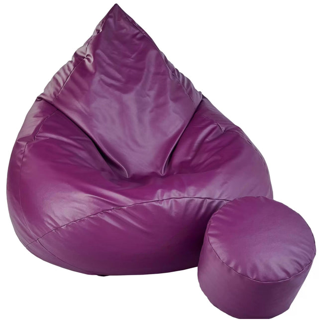 Sedací vak + podnožník fialový z eko kůže střední