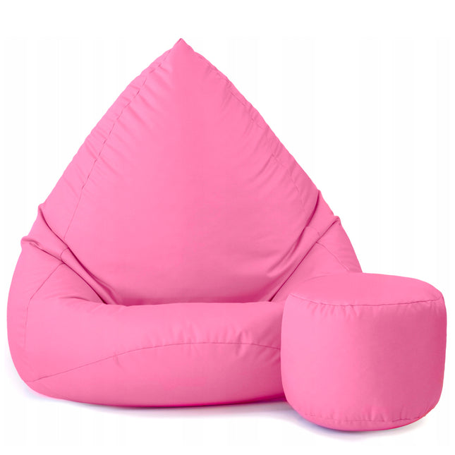 Sedací vak XXXL s podnožníkem – světlé růžový| Pro interiér i exteriér