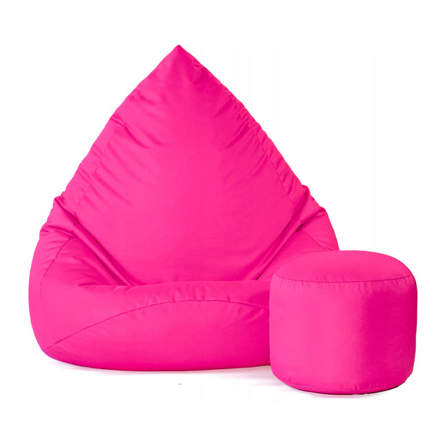 Sedací vak XXXL s podnožníkem – růžový| Pro interiér i exteriér