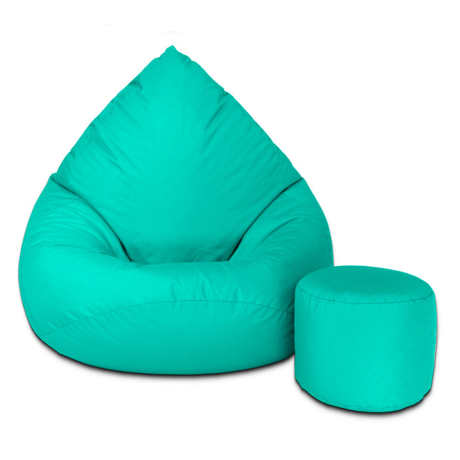 Sedací vak XXXL s podnožníkem – mořský | Pro interiér i exteriér