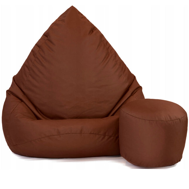 Sedací pytel XXXL s podnožníkem – hnědý | Pro interiér i exteriér