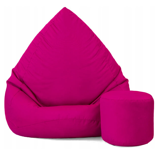 Sedací vak XXXL s podnožníkem – fuchsiový | Pro interiér i exteriér