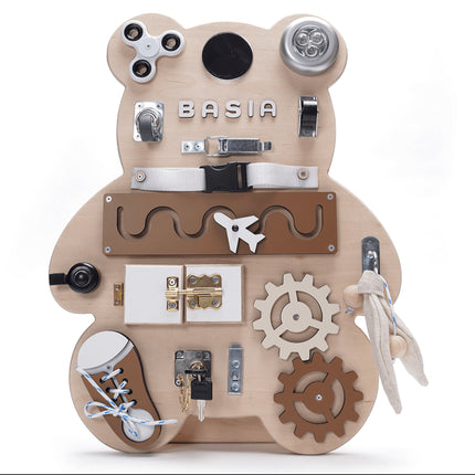 Activity board dřevěná senzorická deska Manibox BOHO Teddy - personalizovaná