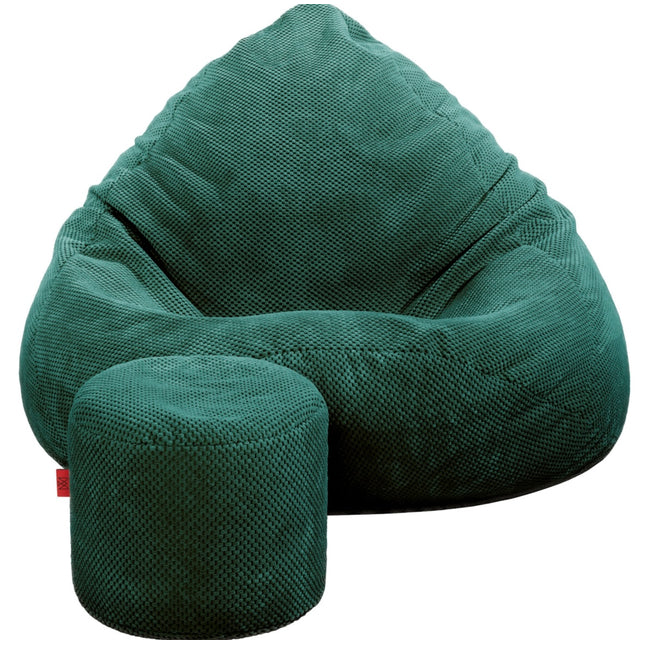 Sedací pytel + podnožník zelený Sako Loft samet střední