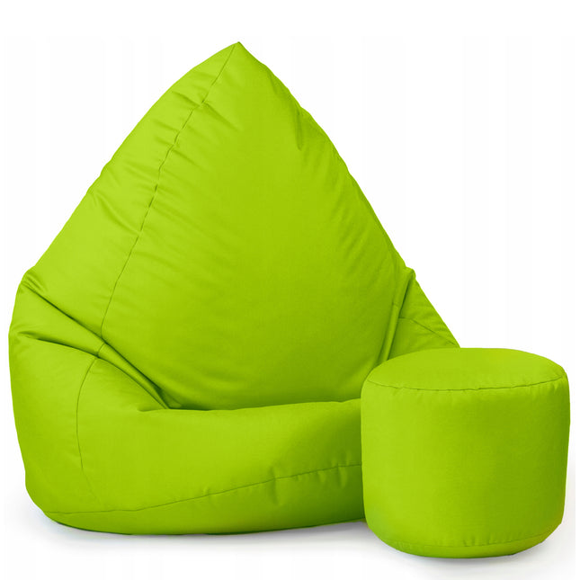 Sedací pytel XXXL s podnožníkem – světlé  zelený| Pro interiér i exteriér