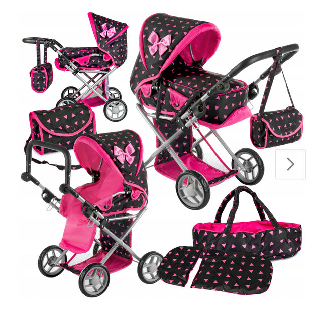 Kočárek pro panenky 4v1, černý