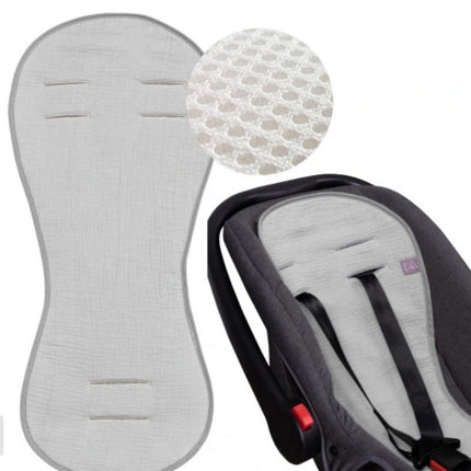 Prodyšná 3D mušelínová vložka do autosedačky i do kočárku – proti pocení šedá