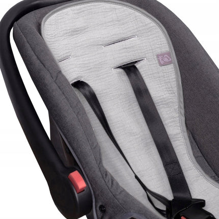 Prodyšná 3D mušelínová vložka do autosedačky i do kočárku – proti pocení šedá