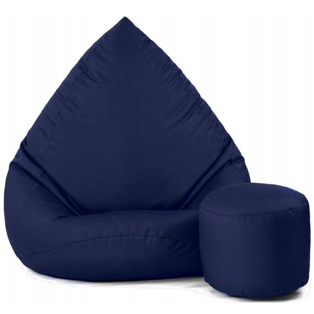 Sedací vak XXXL s podnožníkem – tmavé modrý | Pro interiér i exteriér
